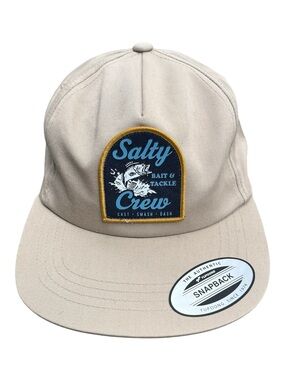 New Salty Crew Beige Snapback with Navy & Light Blue Patch